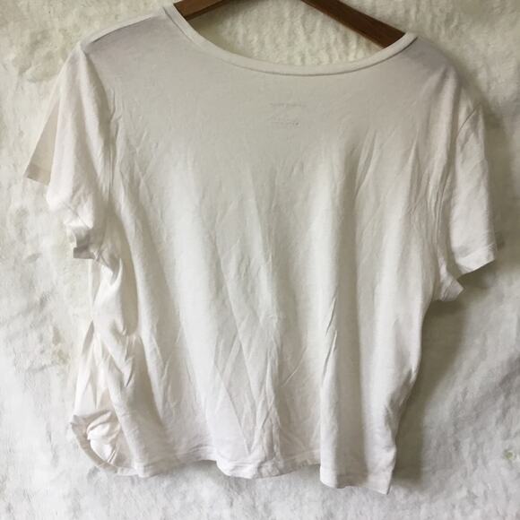 Anthropologie White Draped Short-Sleeve Crop T-Shirt - Picture 9 of 16